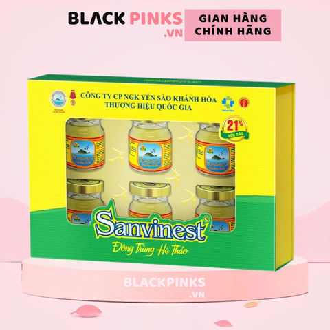 Hộp 6 lọ nước yến sào Khánh Hòa Sanest đông trùng hạ thảo có đường 70ml