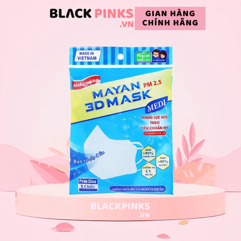 Khẩu trang MAYAN 3D Pm2.5 Medi 5 cái (màu ngẫu nhiên)