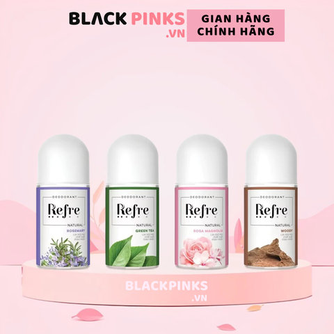 Lăn khử mùi Refre Natural hương trà xanh/Chiết xuất hương thảo/Chiết xuất hương gỗ/Hương hồng mộc lan 40ml