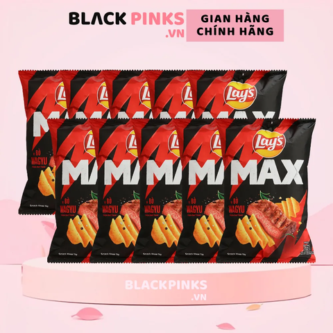 Lốc 10 gói snack khoai tây Lay's Max vị bò Wagyu 75g