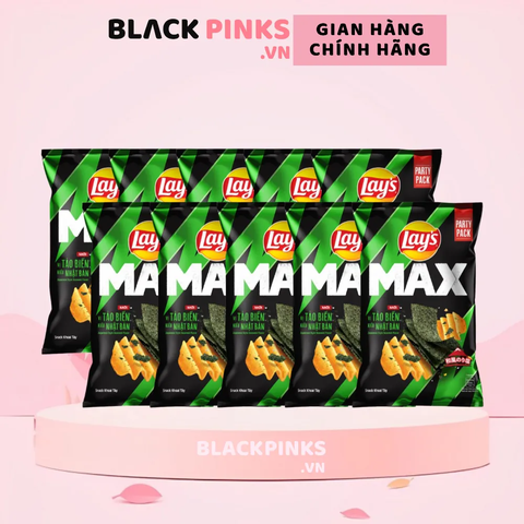Lốc 10 gói snack khoai tây Lay's Max vị tảo biển kiểu Nhật Bản 75g