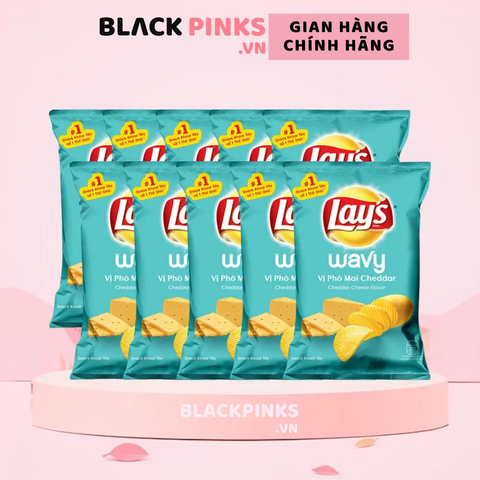 Lốc 10 gói snack khoai tây Lay's Wavy vị phô mai Cheddar 54g