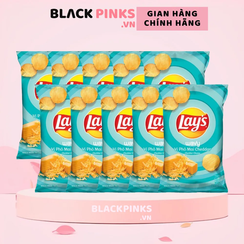 Lốc 10 gói snack khoai tây Lay's Wavy vị phô mai Cheddar 90g