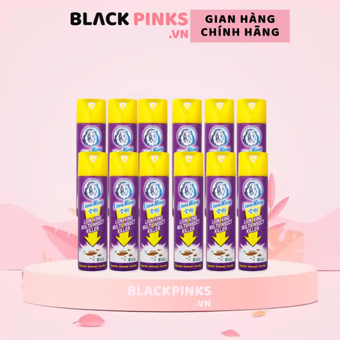 Lốc 12 chai bình xịt ruồi muỗi côn trùng Lion King 600ml