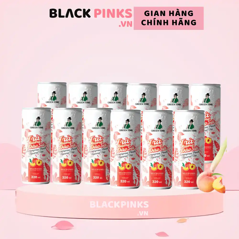 Lốc 12 lon trà Greentime hương đào sả 320ml