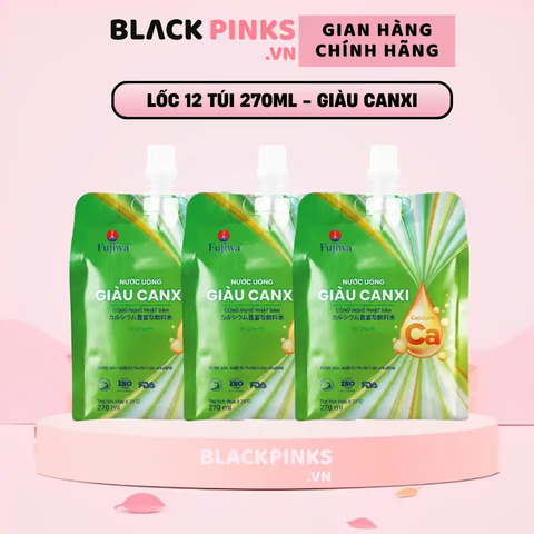 Lốc 12 túi nước uống giàu canxi Fujiwa vị chanh 270ml