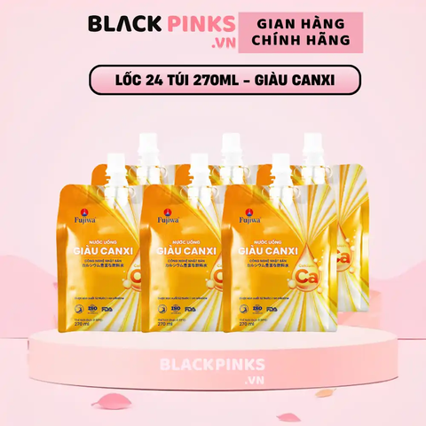 Lốc 24 túi nước uống giàu canxi Fujiwa vị cam 270ml
