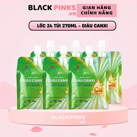 Lốc 24 túi nước uống giàu canxi Fujiwa vị chanh 270ml