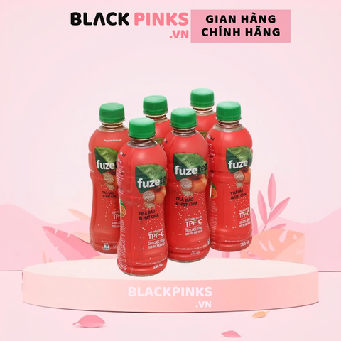 Lốc 6 chai trà đào và hạt chia Fuzetea+ 350ml