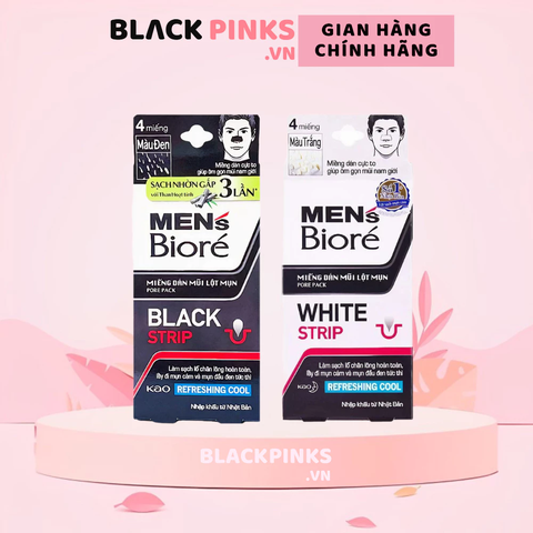 Miếng dán mũi lột mụn Bioré than hoạt tính/mát lạnh cho nam 4 miếng