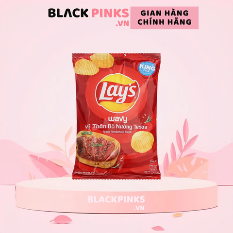 Snack khoai tây Lay's Wavy vị thăn bò nướng Texas gói 54g