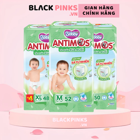 Tã quần Bobby Antimos xua muỗi size M 52/L 50 + 2/XL 48 + 4/XXL 46 + 6 Miếng dành cho bé từ 6 - 25kg