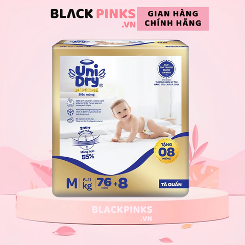Tã quần Unidry Superme Thin & Soft size M76/L68/XL60/XXL54 cho bé từ 6 - 25kg