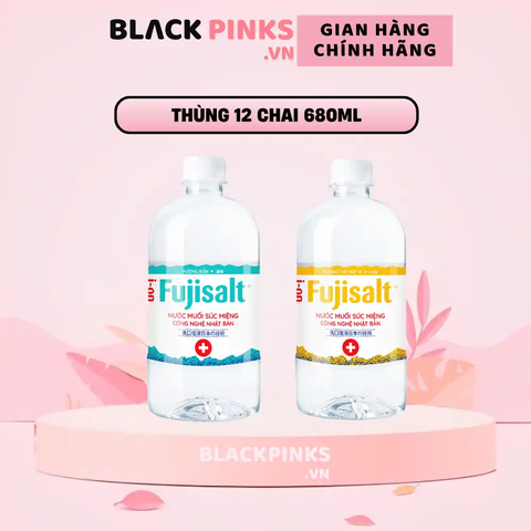 Thùng 12 chai nước muối súc miệng I-on Fujisalt the mát và biển 680ml