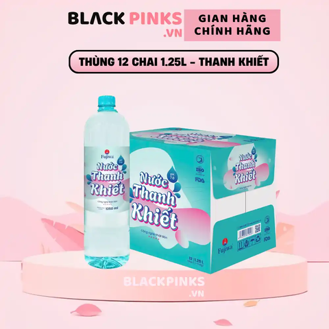 Thùng 12 chai nước thanh khiết pha sữa và uống thuốc Fujiwa 1.25L