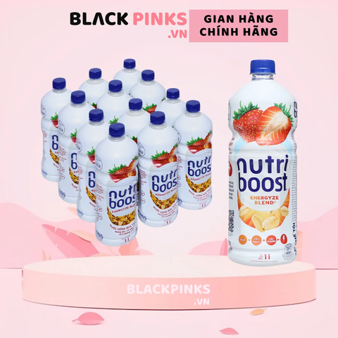 Thùng 12 chai sữa trái cây NutriBoost dâu và yến mạch 1L
