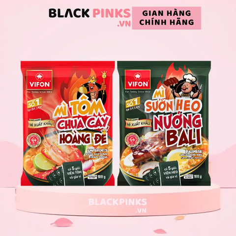 Thùng 18 gói mì xuất khẩu Vifon vị sườn heo nướng Bali/tôm chua cay hoàng đế gói 100g
