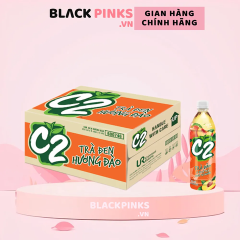 Thùng 24 chai trà đen C2 hương đào 455ml