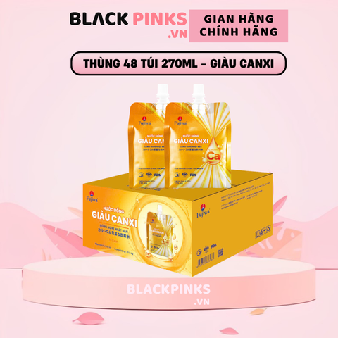 Thùng 48 túi nước uống giàu canxi Fujiwa vị cam 270ml