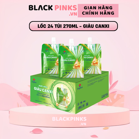 Thùng 48 túi nước uống giàu canxi Fujiwa vị chanh 270ml