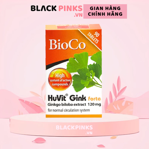 Viên uống BioCo HuVit Gink forte hỗ trợ hoạt huyết, tan máu đông, tăng cường lưu thông máu lên não (hộp 90 viên)
