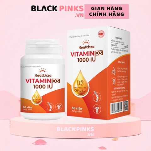 Viên uống Herbland Healthza Vitamin D3 1000IU hỗ trợ hấp thu canxi 60 viên (từ 6 tuổi)