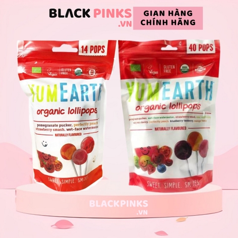 Túi 40/14 chiếc kẹo mút hữu cơ cho bé 8/4 hương vị trái cây Yumearth 248g/87g