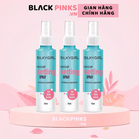 Xịt khóa makeup Silkygirl Hydrate & Refresh 70ml (xanh)