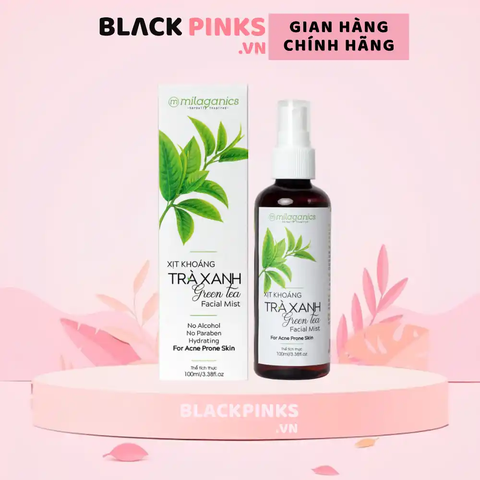 Xịt khoáng Milaganics trà xanh cấp nước, ngừa mụn 100ml
