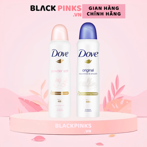 Xịt khử mùi Dove dưỡng da sáng mịn hương phấn thơm 135ml/dịu nhẹ 150ml