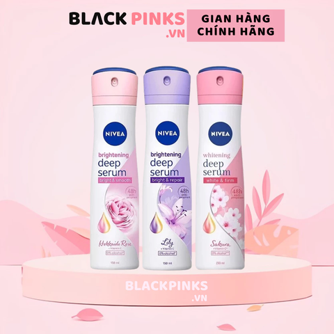 Xịt khử mùi Nivea Serum sáng da hoa hồng Hokkaido/hoa anh đào/hương hoa Lily 150ml