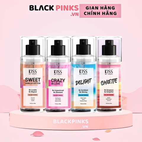 Xịt thơm toàn thân Kiss My Body - Sweet Vanilla Cotton/hương Delight/hương Crazy In Love/Sweetie 88ml
