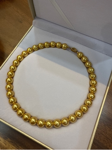 Vòng Cổ Ngọc Trai Vàng Size 12mm