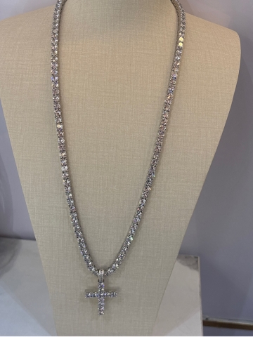 Dây Chuyền Đính Đá Moissanite Chữ Thập