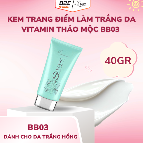 Kem trang điểm làm trắng da vitamin thảo mộc bb03 40gr -  Spapro