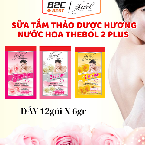 SỮA TẮM THẢO DƯỢC THEBOL 2 PLUS ( DÂY 12 GÓI X 6GR)