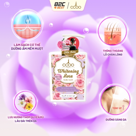 CCOO - SỮA TẮM NƯỚC HOA SULFATE-FREE HOA HỒNG TÍM CCOO 500 G