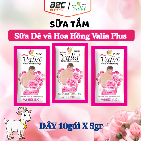 SỮA TẮM SỮA DÊ VÀ HOA HỒNG VALIA PLUS( DÂY 5G/10 GÓI)