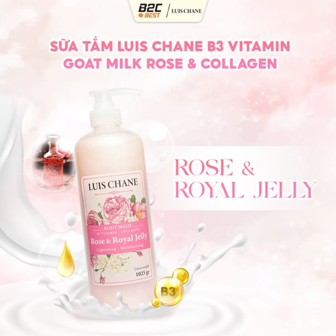 SỮA TẮM LUIS CHANE B3 VITAMIN ROYAL JELLY ROSE & COLLAGEN LIGHTENING MOISTURIZING