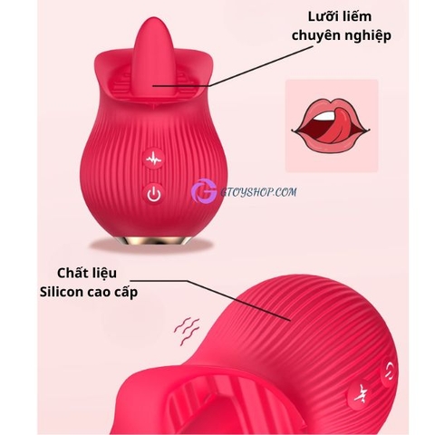 Máy rung lưỡi liếm hoa hồng 12 chế độ