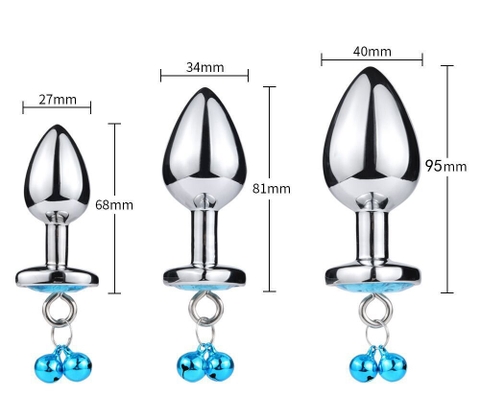 Phích cắm hậu môn INOX đính đá kèm chuông