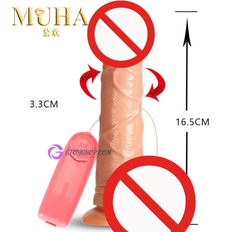 Dương vật giả Muha rung xoay dính tường 16,5 cm