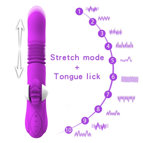 Gậy massage điểm G Rung Thụt Kèm Lưỡi Liếm Tỏa Nhiệt