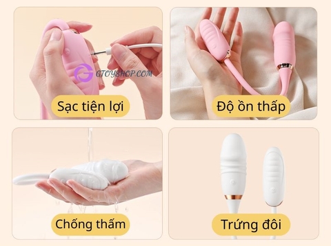Trứng rung thụt hai đầu ROSELEX điều khiển qua ứng dụng