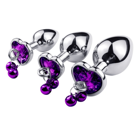 Phích cắm hậu môn INOX đính đá kèm chuông