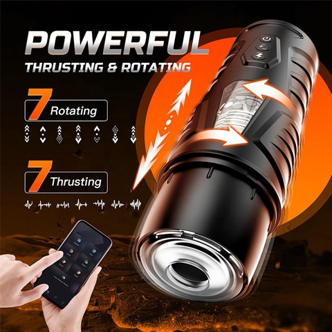 Máy Thủ Dâm Black Knight Tự Động Thụt Rút Xoay 360°