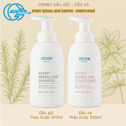 [SHERB] Combo Dầu gội + xả Thảo Dược Atomy Herbal Hair Shapoo - Conditioner