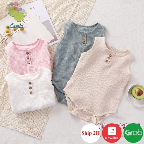 Bodysuit Đũi 3 Cúc Mỏng Mát Mùa Hè Cho Bé