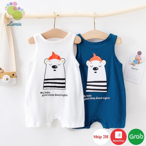 Body Gấu Hè Sát Nách Thun Cotton Mỏng Mát Hàng Quảng Châu Cao Cấp Cho Bé