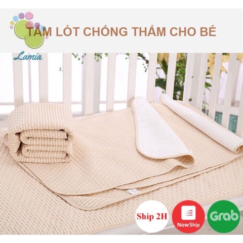 Tấm Lót Chống Thấm Cotton Organic Hữu Cơ Tuyệt Đối An Toàn Cho Bé